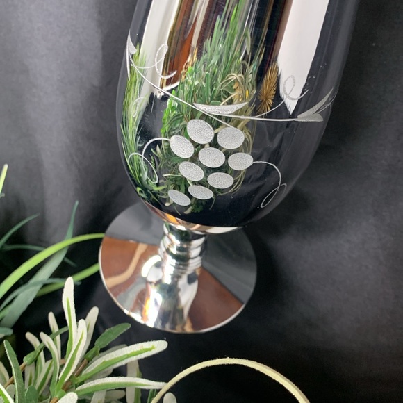 Vintage CANDLELITE CRYSTAL silver hand cut glass vase By Mueller - Picture 4 of 9